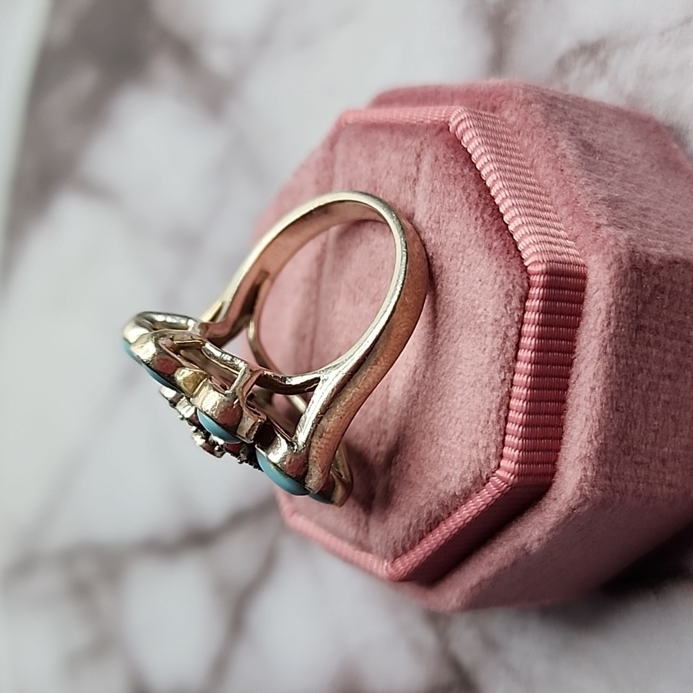 Sterling Silver Turquoise Flower Statement Ring W… - image 4